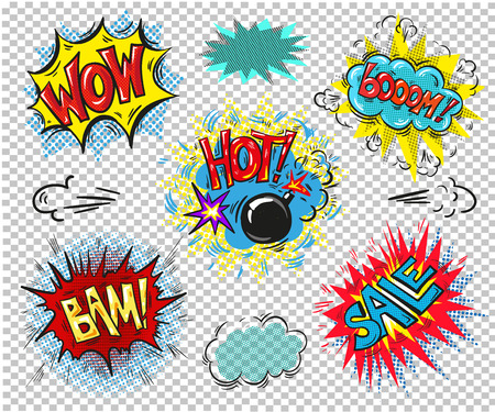 Retro comic empty speech bubbles setのイラスト素材