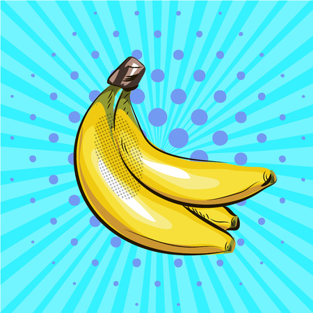 Pop art banana. Vector illustration halftoneのイラスト素材