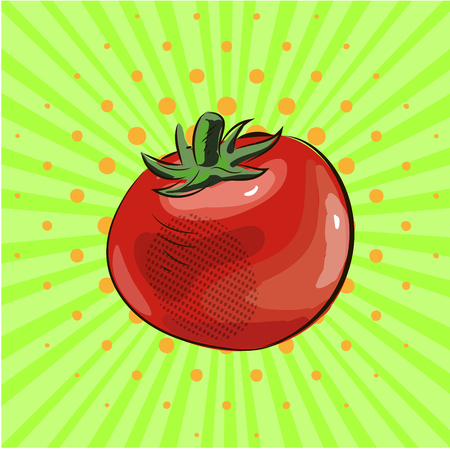 Tomato vegetable, pop art, vector, food Eco illustrationのイラスト素材