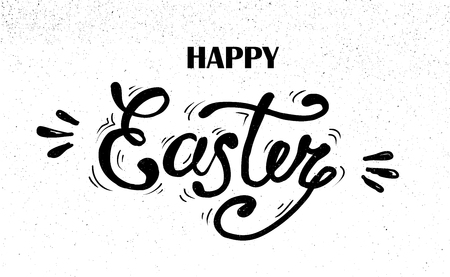 happy Easter Hand drawn lettering. design for holiday greeting card and invitation of the happy Easter day Vector illustration.のイラスト素材