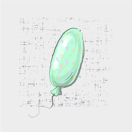 Oval green balloon on grunge background cute childish styleのイラスト素材
