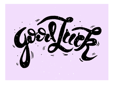 Good Luck lettering. Handwritten modern calligraphy, brush painted letters. Vector illustration. Template for greeting card, poster, logo, badge, icon banner tagのイラスト素材