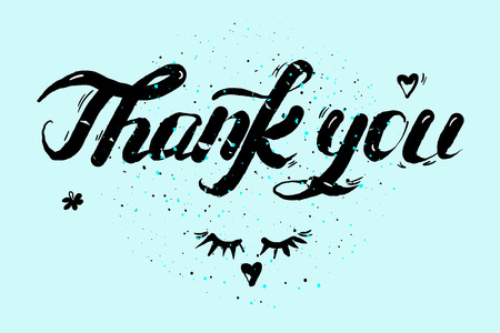 Thank You handwritten inscription. Hand drawn lettering. Thank You calligraphy. Thank you card. Vector illustrationのイラスト素材