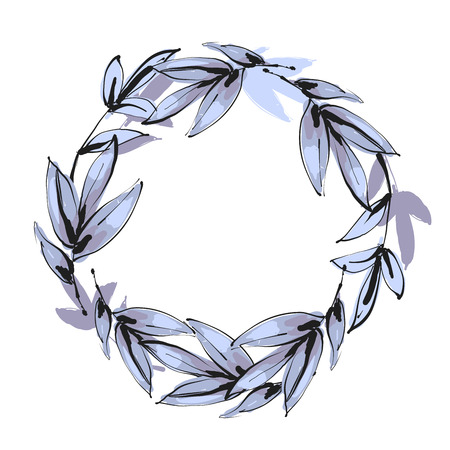 Round frame with bamboo branches, vector illustrationのイラスト素材