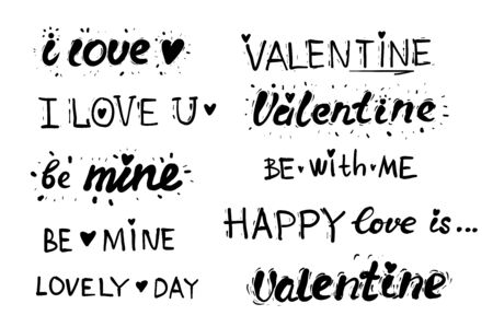 Happy Valentines day. Love Lettering collection setのイラスト素材