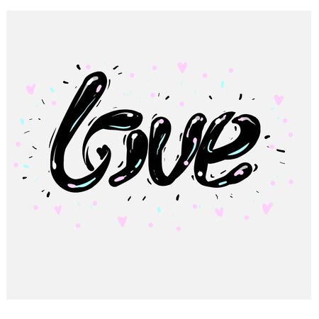 Vector freehand letters love text doodles, valentine s dayのイラスト素材