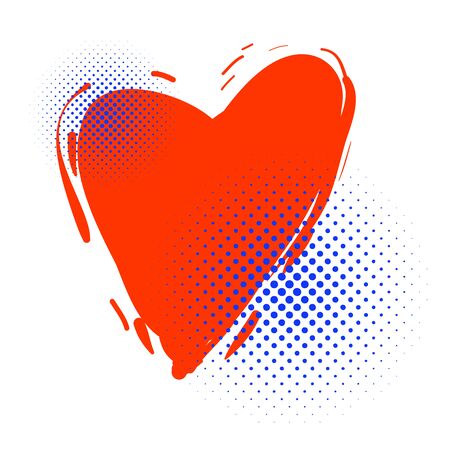 Grunge red vector Heart hand drawn illustration for backgrounds, sticker, web elements iconsのイラスト素材