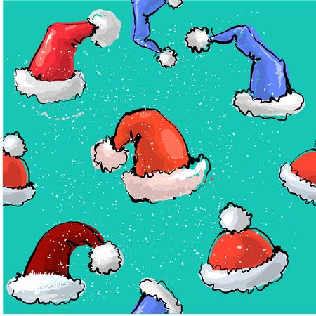 Cute colorful Seamless pattern of Santa s hats vector illustrationのイラスト素材