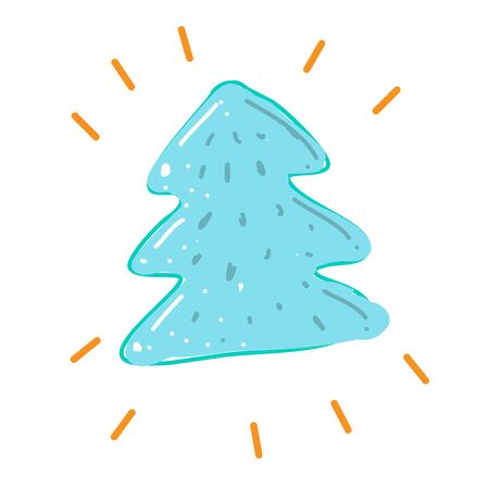 Christmas tree hand drawn cartoon doodle isolated on white backgroundのイラスト素材