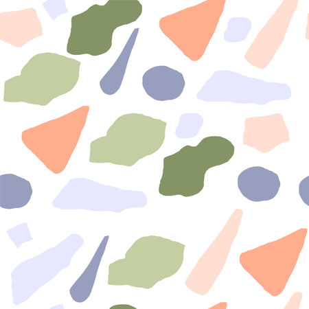 Abstract seamless pattern with colorful elements. Vector texture for your design. Simple modern texture with chaotic painted shapes.のイラスト素材
