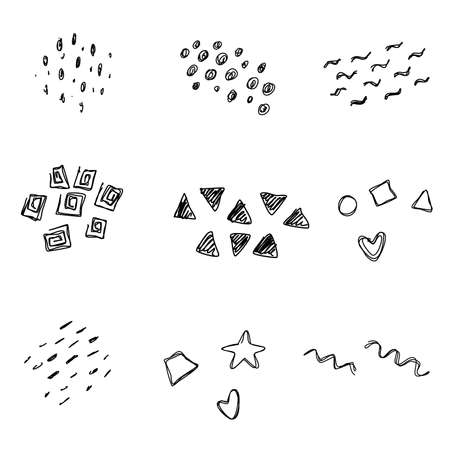black and white color abstract shape set on white backgroundのイラスト素材