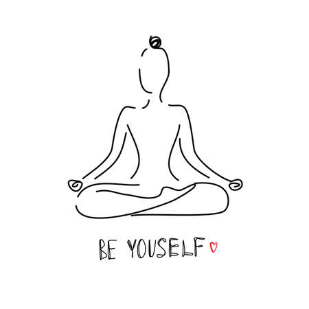linear design. Be yourself. Yoga for women.Vector illustration.のイラスト素材