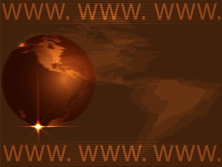 Globe,star and continent on brown backgroundの写真素材