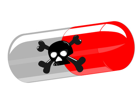 Tablet and skull on pure backgroundのイラスト素材