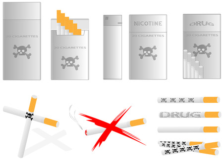 Collection of pictures with the image cigarettes on pure backgroundのイラスト素材