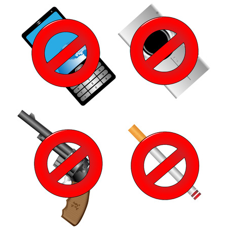 Collection of prohibiting sign on pure backgroundのイラスト素材