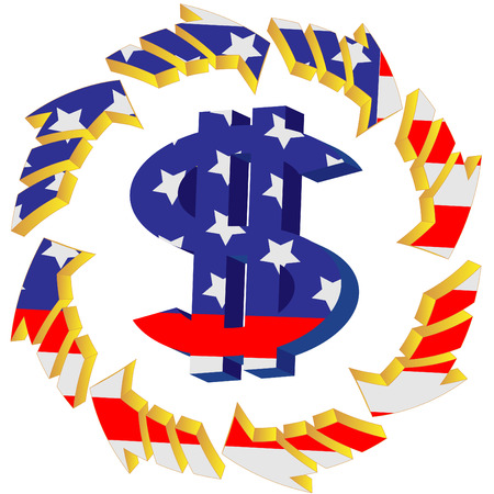Arrows and sumbol money made of flag USAのイラスト素材