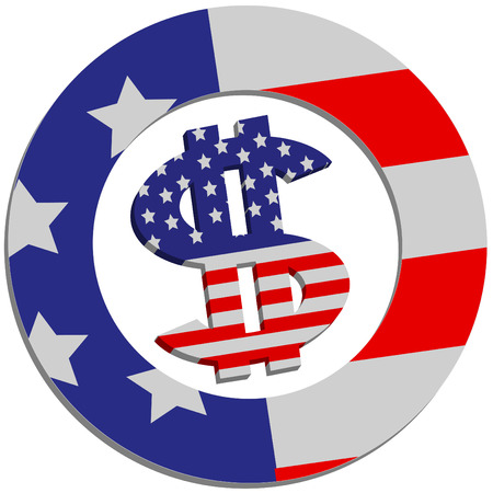 Gign made of dollar and flag USAのイラスト素材