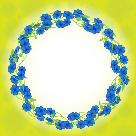 Blue flowers made in the form of a ring on light backgroundのイラスト素材