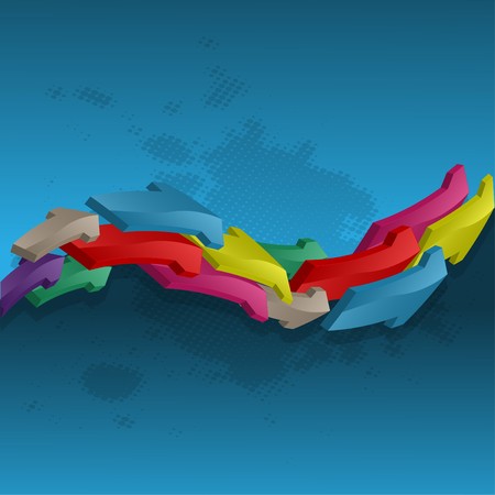 Color arrows of the abstract form against a flat surface with stainsのイラスト素材