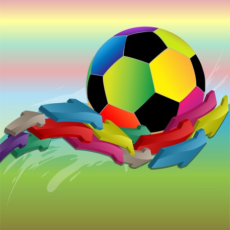 Color football  and arrows on a color abstract backgroundのイラスト素材