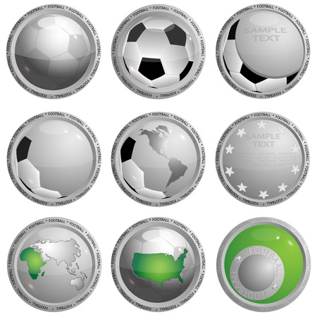 Collection consisting of nine various icons of the round from on a football themeのイラスト素材