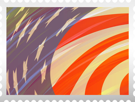 Flag USA and abstract background on grey stampのイラスト素材