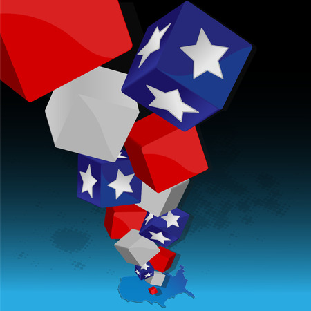 Cubes on the different size in the form of color elements of a flag of the USAのイラスト素材