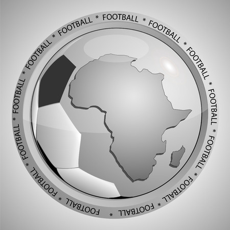 Grey background with the image of an element of a football,a map Africa and inscriptions located on a circleのイラスト素材