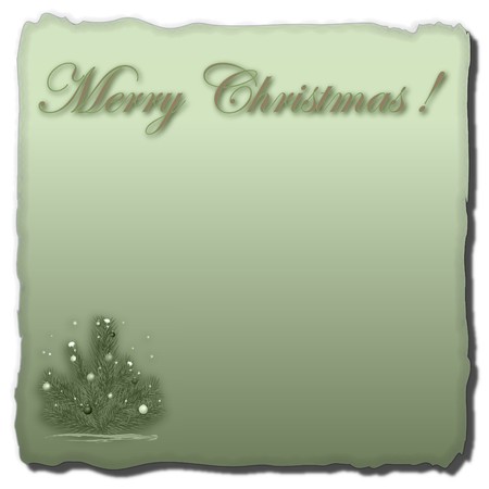 Christmas tree and congratulatory inscription on empty to a fox of a paper of green colorの写真素材