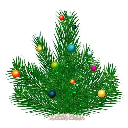 Christmas tree and ornaments on a pure backgroundの写真素材