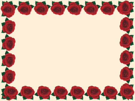 Framework made of red roses covered with dew on a light backgroundのイラスト素材