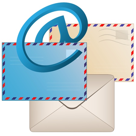 Sign email and envelopes on a pure backgroundの写真素材