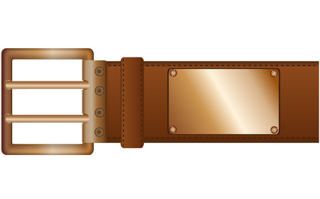 Fashionable belt with a metal plate and copper label located on pure backgroundのイラスト素材