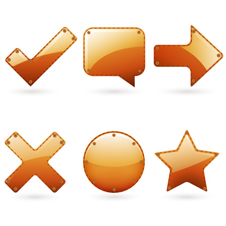 Collection of web signs and symbols of brown shades on a pure backgroundのイラスト素材