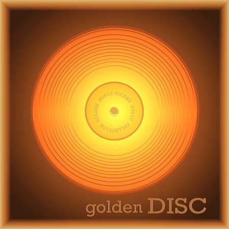 Picture in a framework with the image of a gold collection disk のイラスト素材