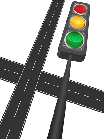Motorway and traffic light on a white backgroundのイラスト素材
