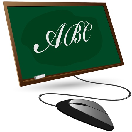 Blackboard and a computer mouse on a white backgroundのイラスト素材