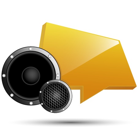 Audio speaker and a billboard on a white backgroundのイラスト素材
