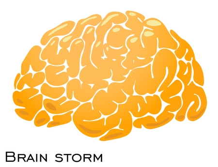 Golden brain, smart mind illustration, vectorのイラスト素材