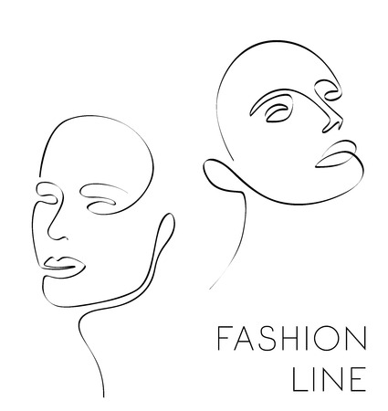 One line fashion illustration, female face, vectorのイラスト素材