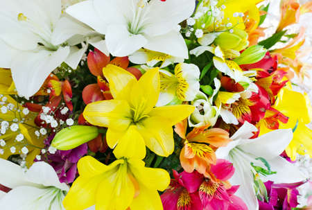 Pattern of different flowers in bouquetの写真素材