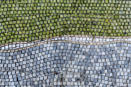 Vintage abstract colorful background from old small ceramic tiles square lead.