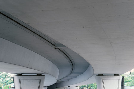 Concrete bridge base, bottom view. Vietnam, Ho Chi Minh.