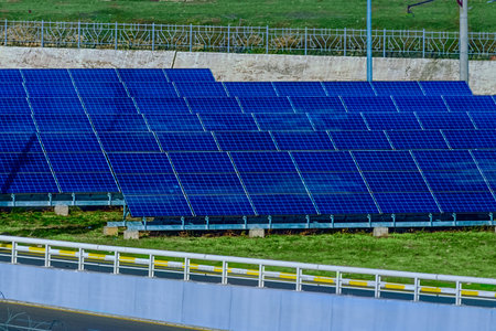 Photovoltaic solar power panel station. Tbilisi, Georgia.