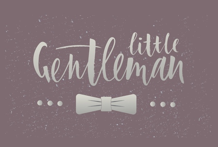 lInscription of phrase little gentleman with bow-tie. Lettering for babies clothes and nursery decorations bags, posters, invitations, cards, pillows .の写真素材