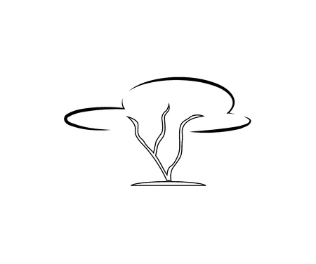 icon of tree shape. Vector. Line style. Element for logo. Natural illustration. Black outlineのイラスト素材
