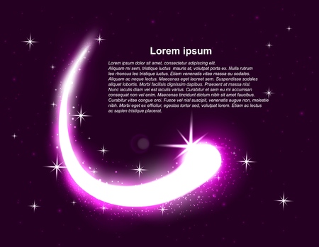 Vector space background with stars and comet. Magical effect. As template for poster, background, wallpaper, print, greeting card, postcard.のイラスト素材