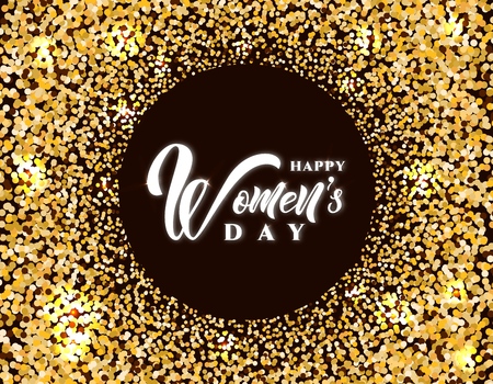 Happy Womens day text design on golden background. Vector illustration.. Template flyer, banner, poster, fashion background. poster, cards bannerのイラスト素材