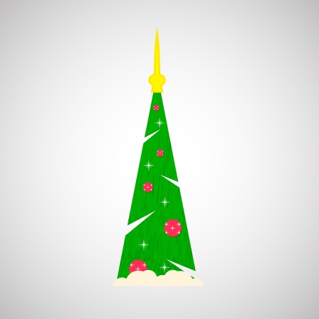 Christmas tree with ball and snowflak . isolated.Flat design, new year cartoon vector illustration, colorful icon for web, print, card, holiday interior element.のイラスト素材
